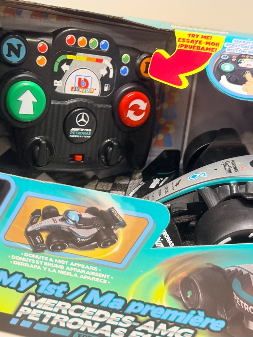 Remote Control Racing Car with Steering Wheel Controller - Black & Blue - Picture 10 of 12